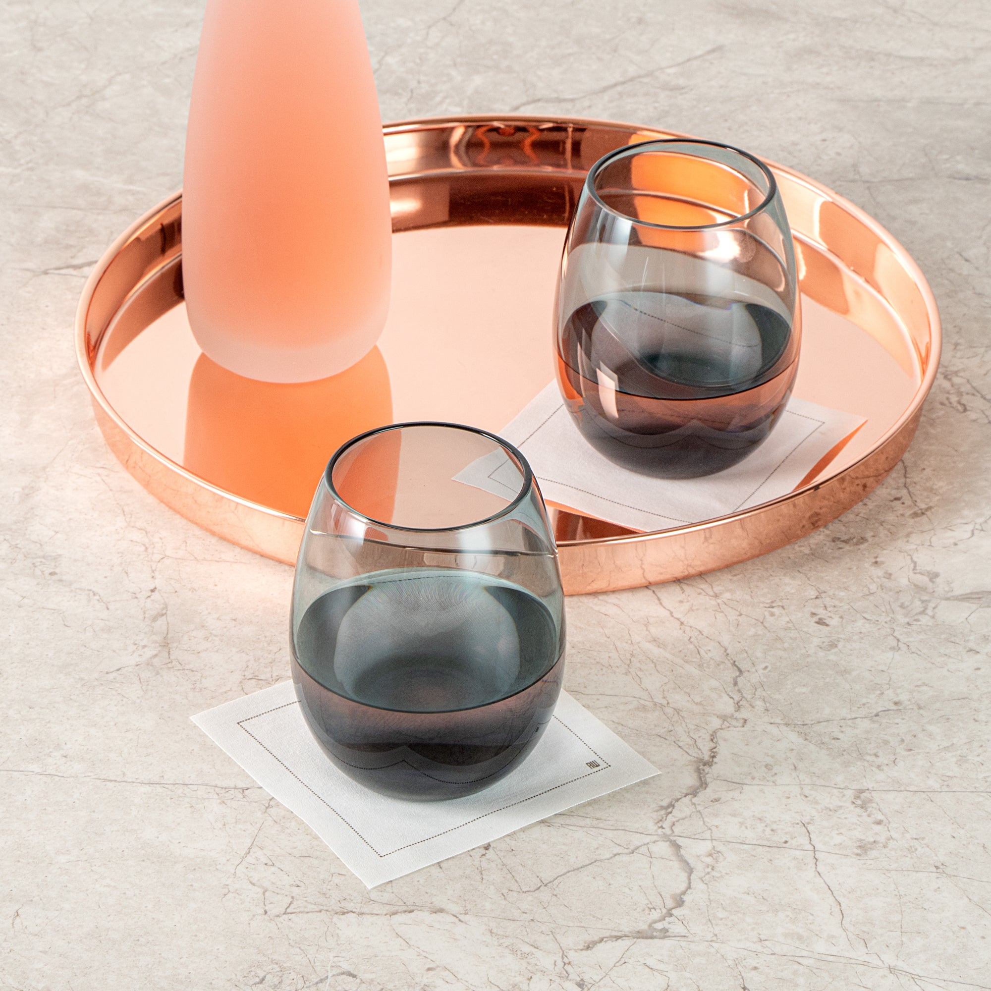 Vetri 15 oz Blue Stemless Wine Glass - 3 3/4" x 3 3/4" x 4 1/4" - 24 count box