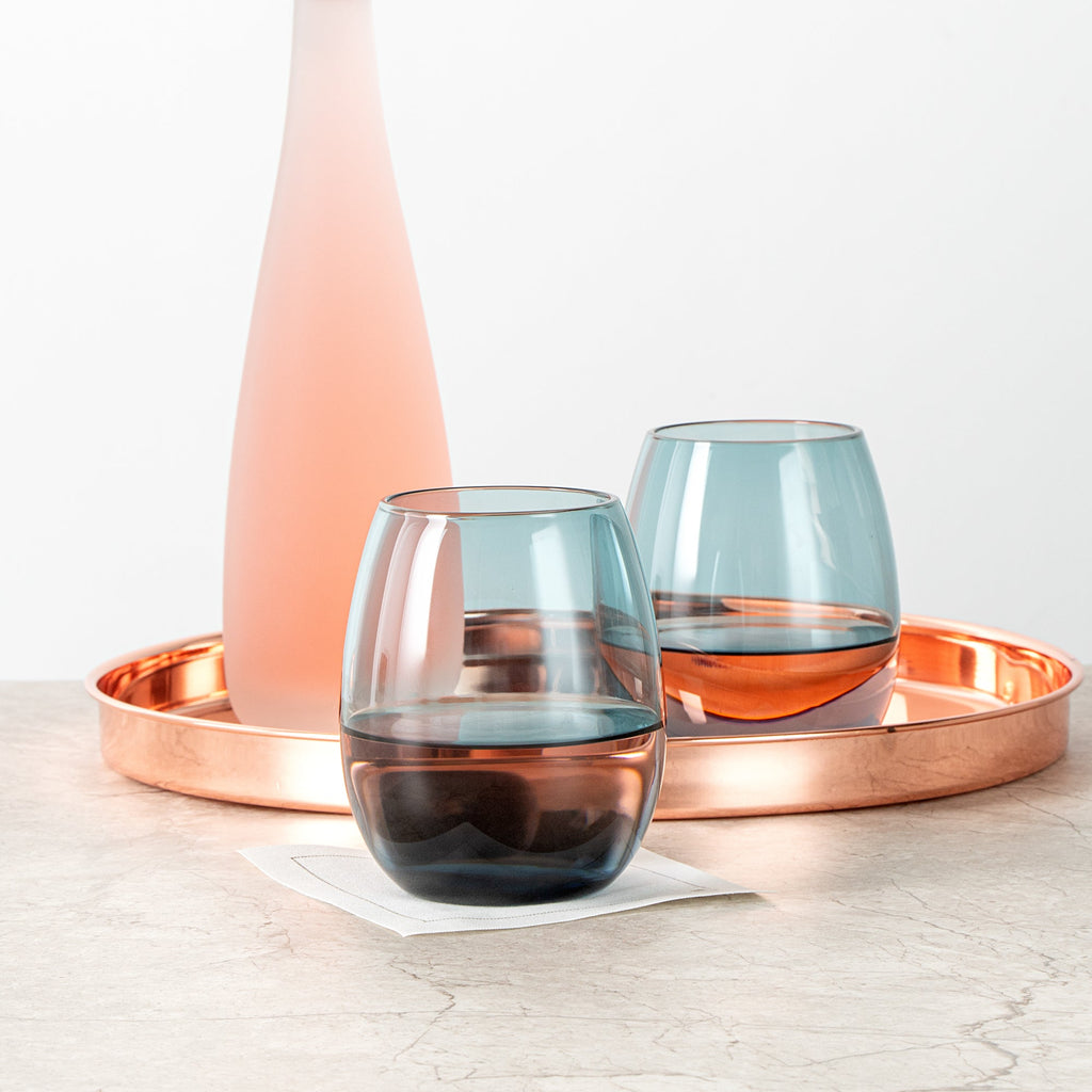 Vetri 15 oz Blue Stemless Wine Glass - 3 3/4" x 3 3/4" x 4 1/4" - 24 count box