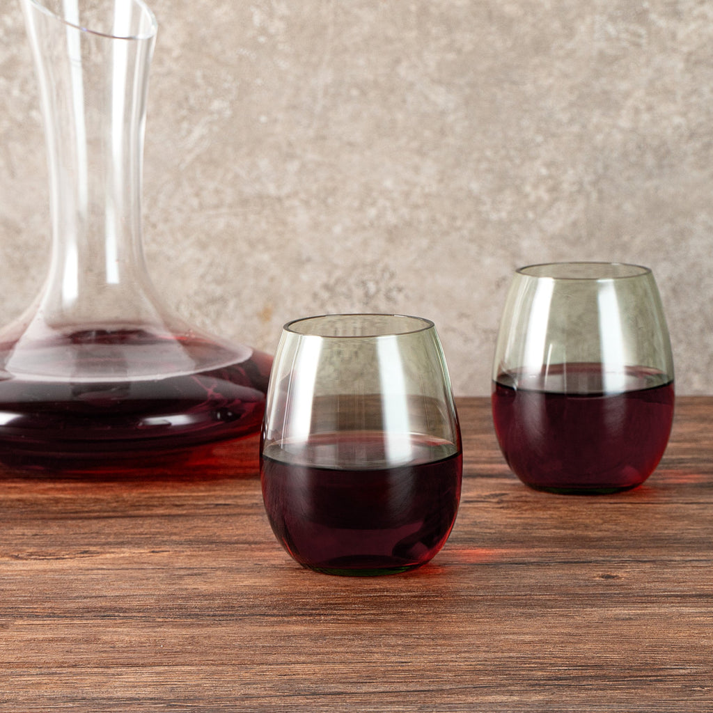 Vetri 15 oz Green Stemless Wine Glass - 3 3/4" x 3 3/4" x 4 1/4" - 6 count box