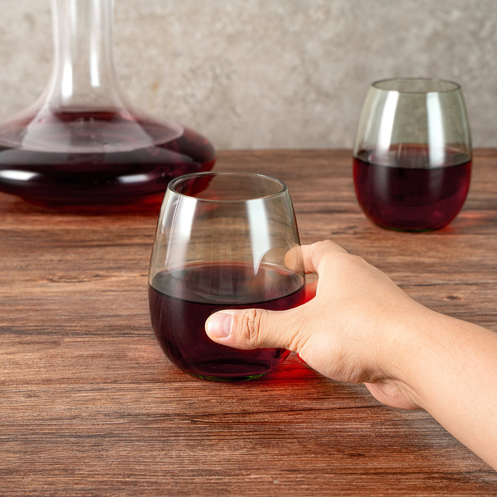 Vetri 15 oz Green Stemless Wine Glass - 3 3/4" x 3 3/4" x 4 1/4" - 6 count box
