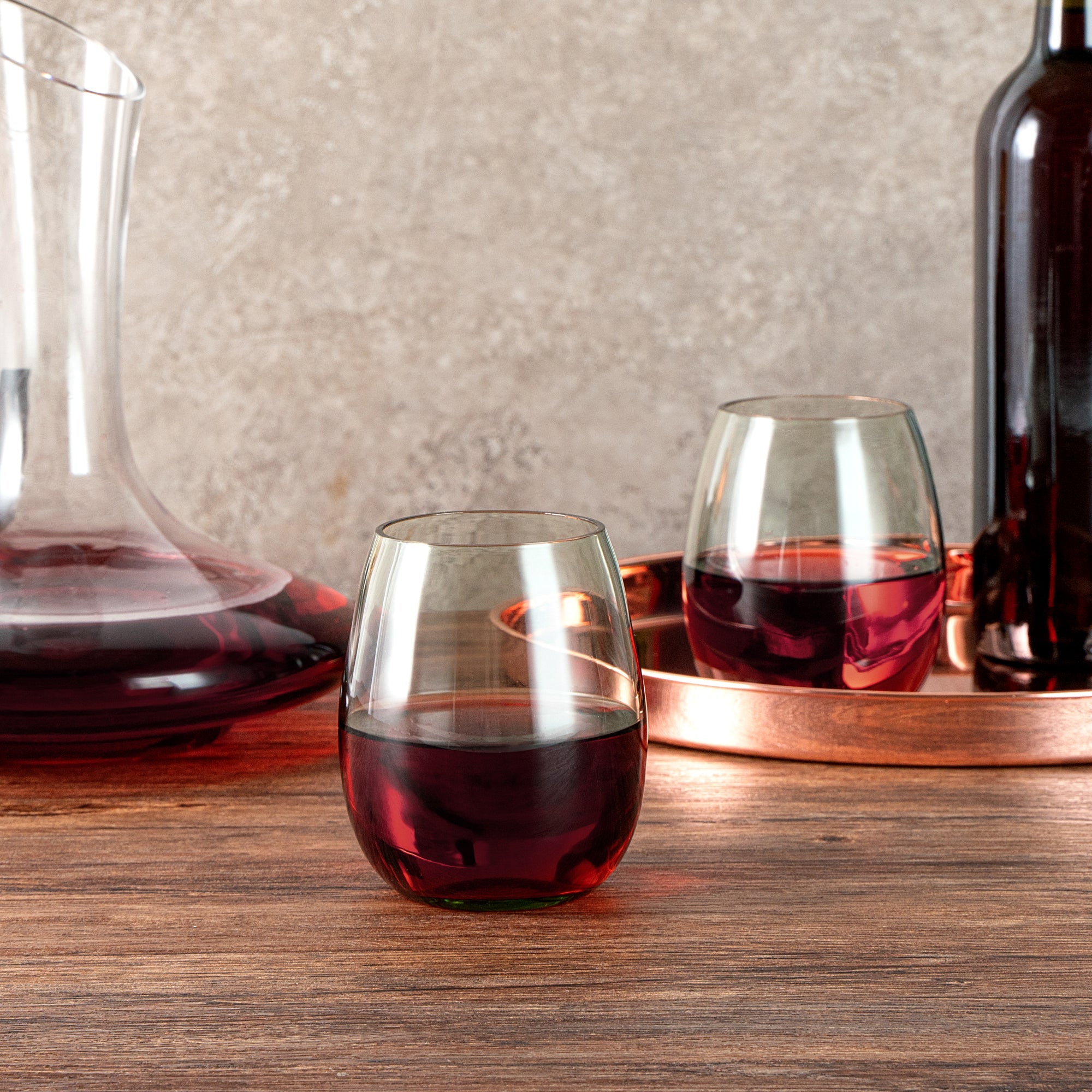 Vetri 15 oz Green Stemless Wine Glass - 3 3/4" x 3 3/4" x 4 1/4" - 6 count box