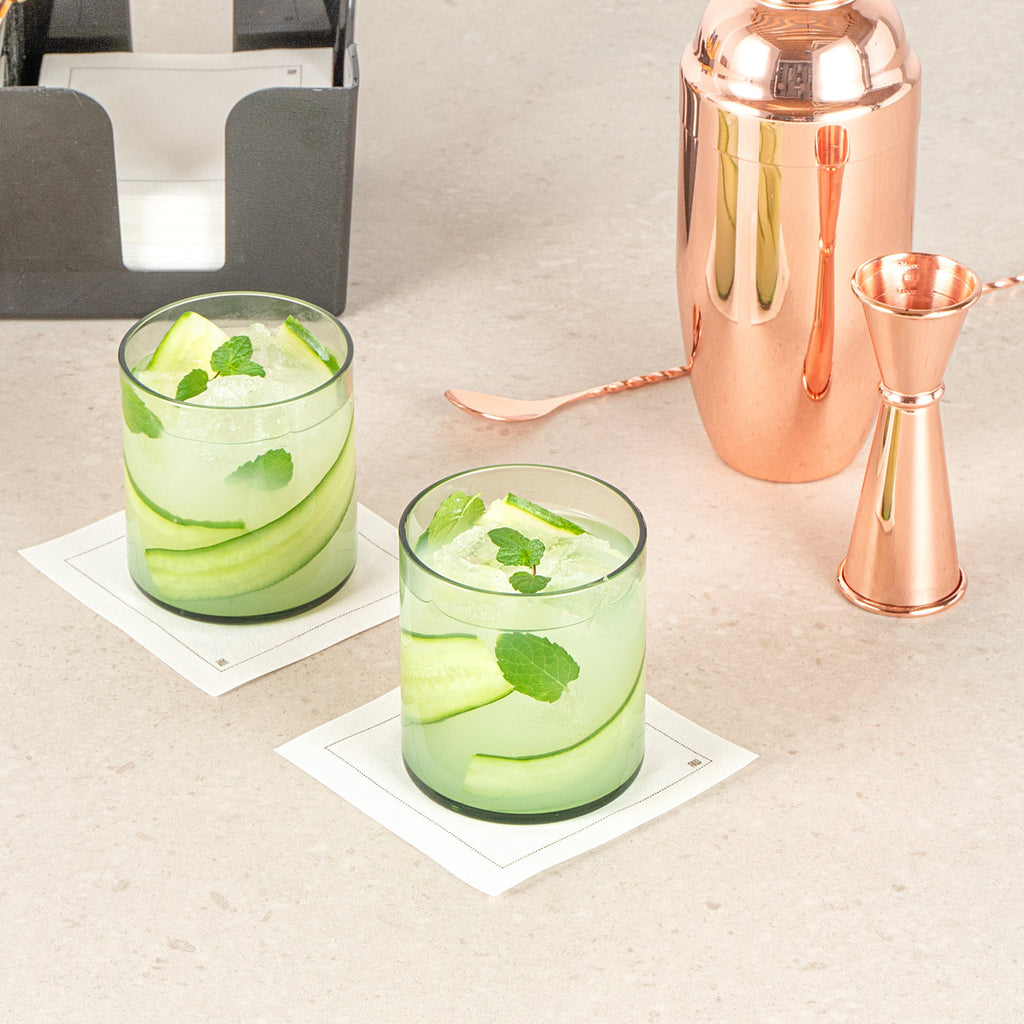 Vetri 10 oz Green Rocks / Old Fashioned Glass - 3 1/4" x 3 1/4" x 3 1/2" - 24 count box