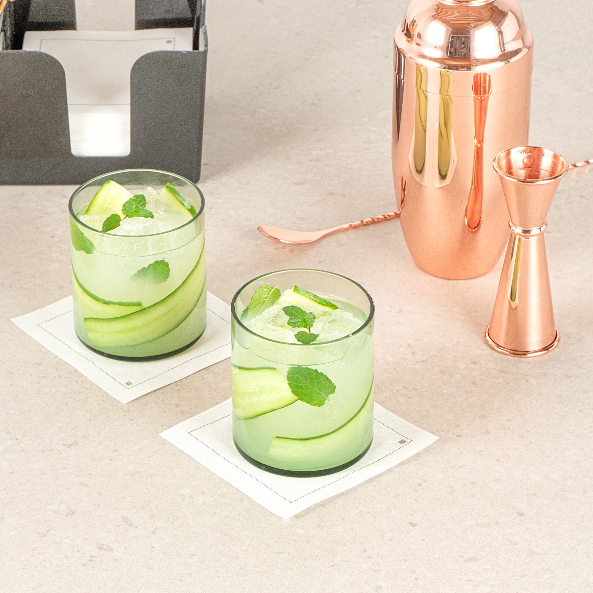 Vetri 10 oz Green Rocks / Old Fashioned Glass - 3 1/4" x 3 1/4" x 3 1/2" - 24 count box