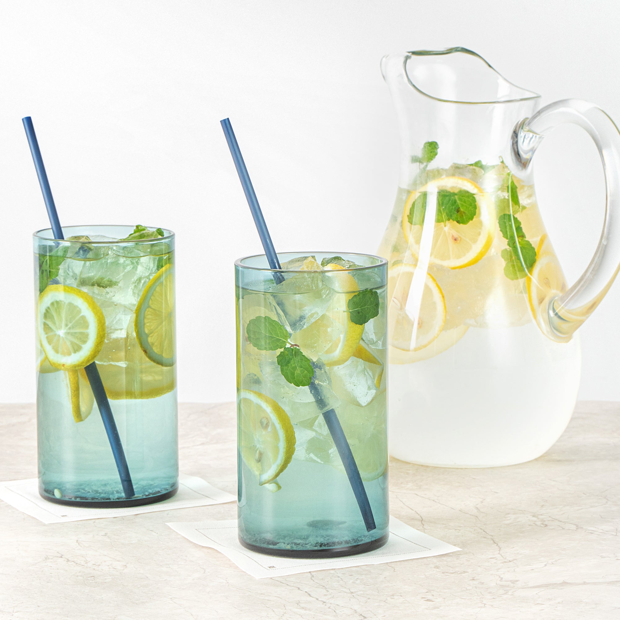 Vetri 16 oz Blue Beverage Glass - 3" x 3" x 5 1/2" - 6 count box