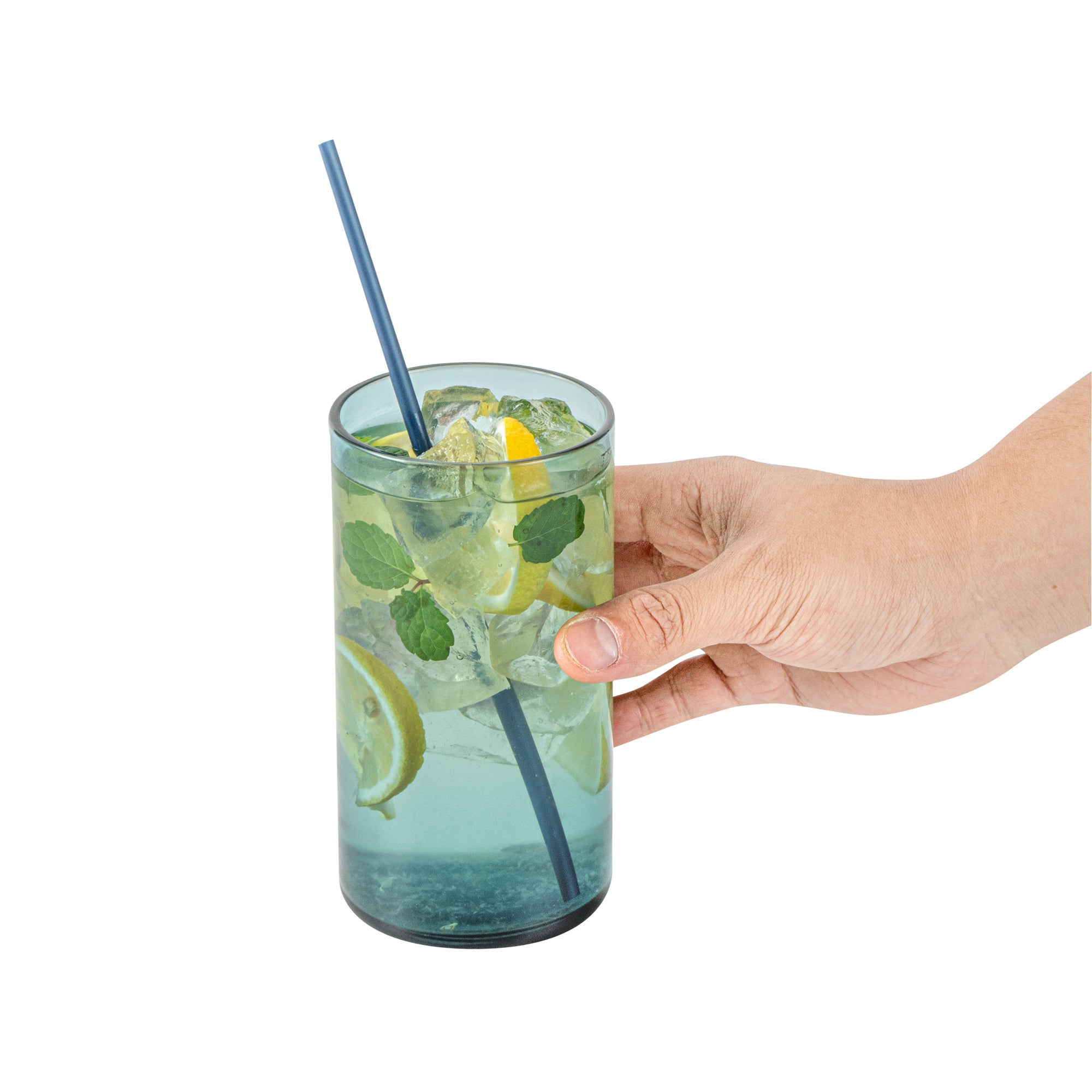 Vetri 16 oz Blue Beverage Glass - 3" x 3" x 5 1/2" - 6 count box