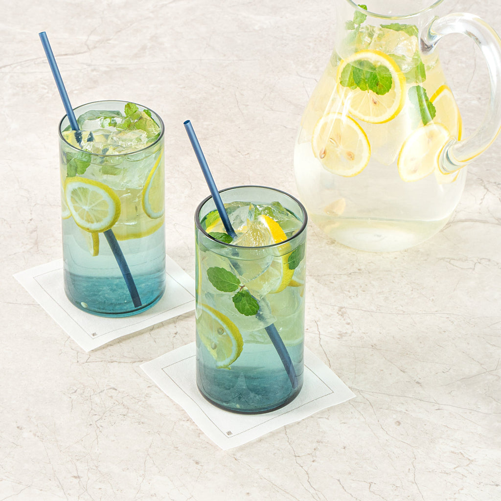Vetri 16 oz Blue Beverage Glass - 3" x 3" x 5 1/2" - 6 count box