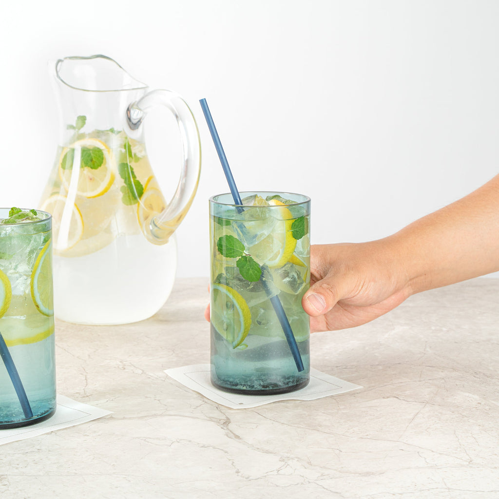 Vetri 16 oz Blue Beverage Glass - 3" x 3" x 5 1/2" - 6 count box