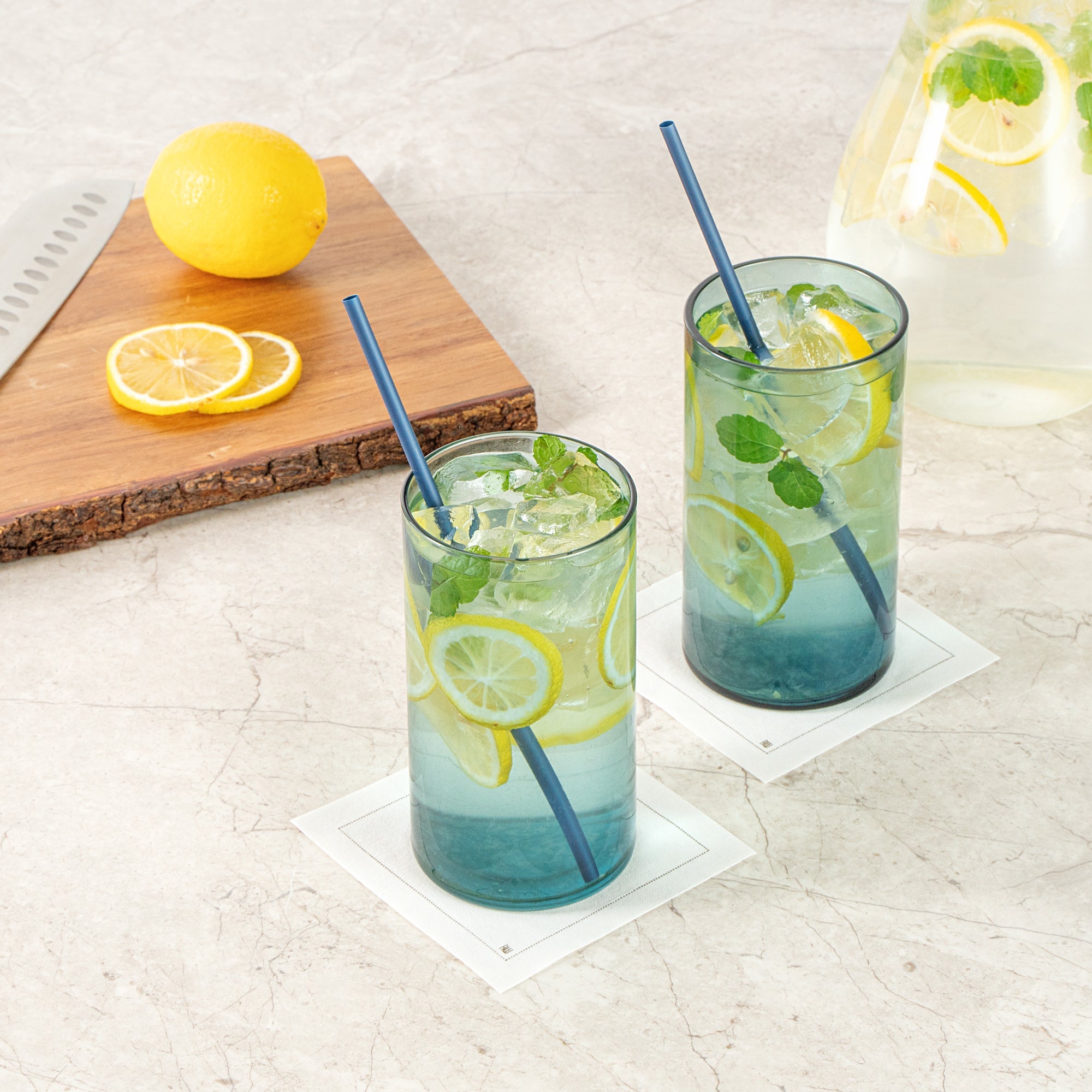 Vetri 16 oz Blue Beverage Glass - 3" x 3" x 5 1/2" - 6 count box