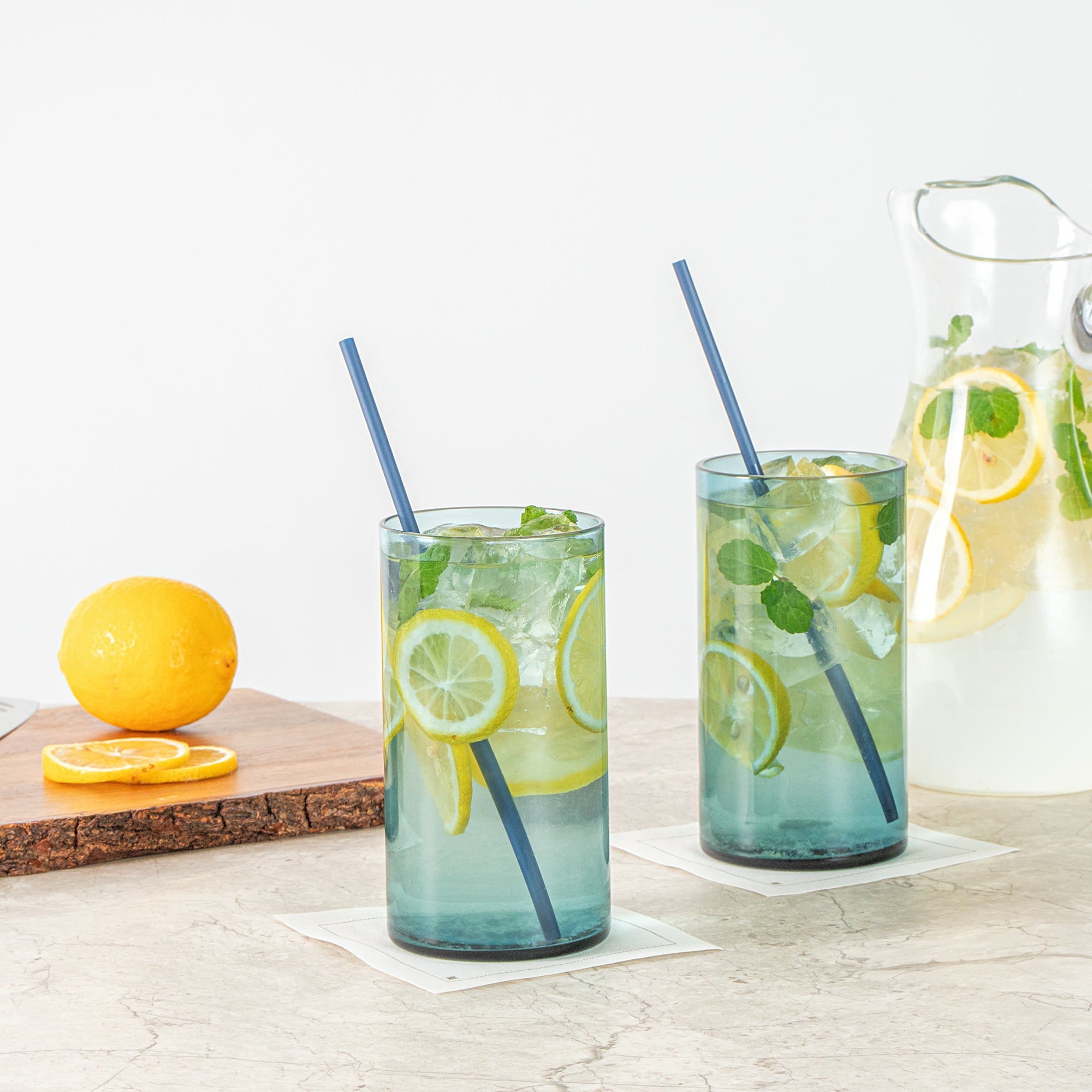 Vetri 16 oz Blue Beverage Glass - 3" x 3" x 5 1/2" - 24 count box
