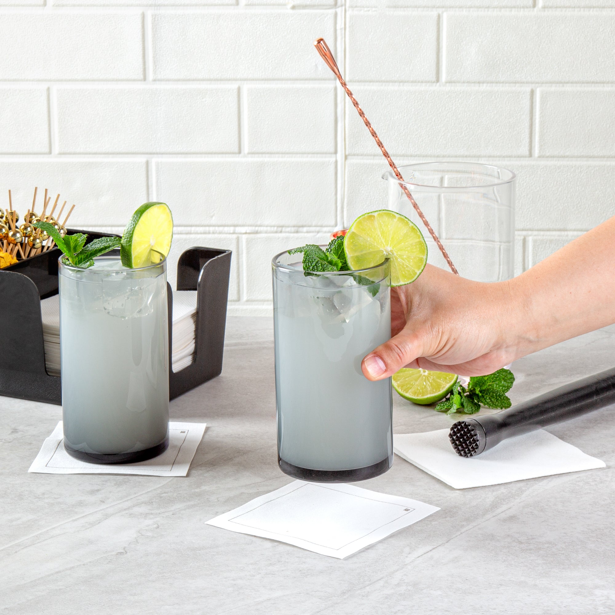 Vetri 16 oz Gray Beverage Glass - 3" x 3" x 5 1/2" - 6 count box