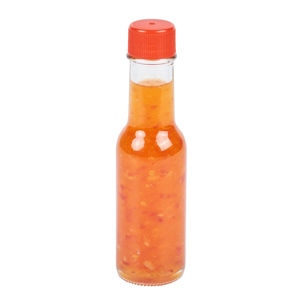 Vetri 3 oz Glass Woozy Bottle - with Red Cap - 1 1/2" x 1 1/2" x 6" - 10 count box