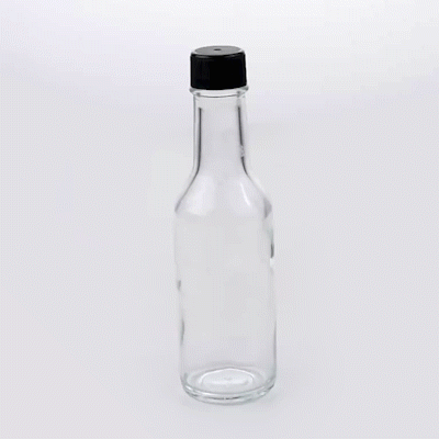 Vetri 5 oz Glass Woozy Bottle - with Black Cap - 1 3/4" x 1 3/4" x 6 3/4" - 10 count box