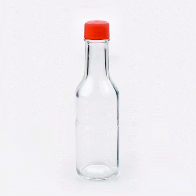 Vetri 5 oz Glass Woozy Bottle - with Red Cap - 1 3/4" x 1 3/4" x 6 3/4" - 10 count box