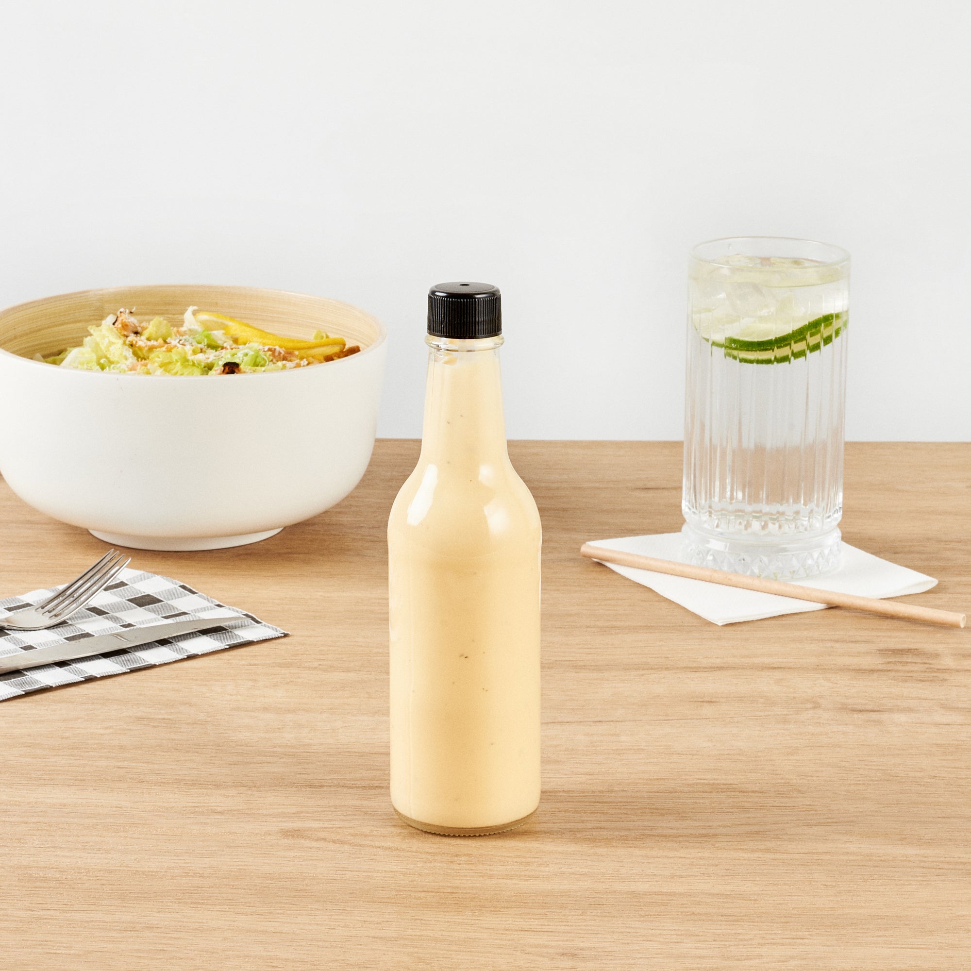 Vetri 9 oz Glass Woozy Bottle - with Black Cap - 2 1/4" x 2 1/4" x 7 3/4" - 10 count box