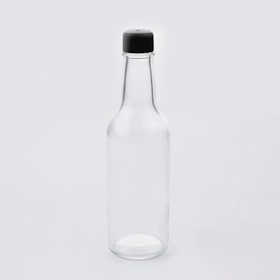 Vetri 9 oz Glass Woozy Bottle - with Black Cap - 2 1/4" x 2 1/4" x 7 3/4" - 10 count box