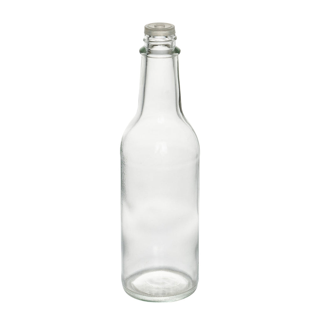 Vetri 9 oz Glass Woozy Bottle - with Black Cap - 2 1/4" x 2 1/4" x 7 3/4" - 10 count box