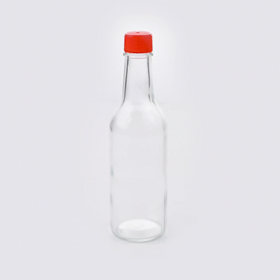 Vetri 9 oz Glass Woozy Bottle - with Red Cap - 2 1/4" x 2 1/4" x 7 3/4" - 10 count box