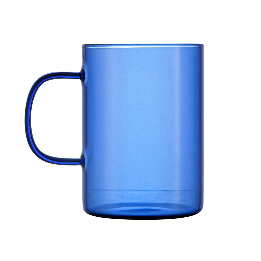 Forma Professional 7 oz Blue Glass Coffee Mug - Borosilicate, with Handle - 2 1/2" x 2 1/2" x 3 1/2" - 2 count box