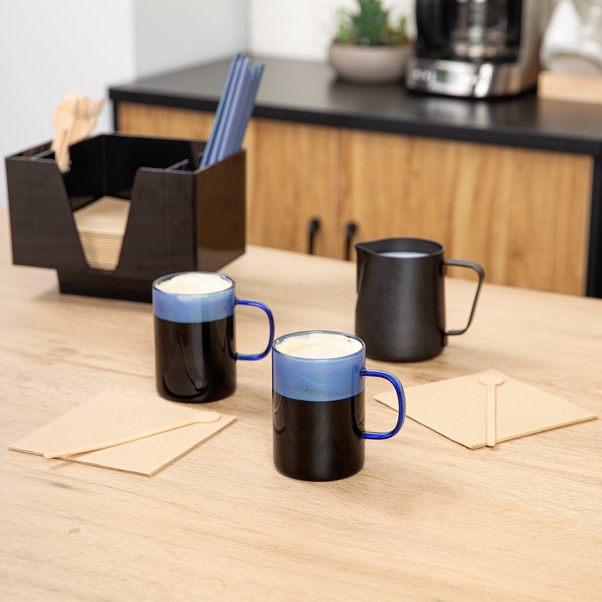 Forma Professional 7 oz Blue Glass Coffee Mug - Borosilicate, with Handle - 2 1/2" x 2 1/2" x 3 1/2" - 2 count box