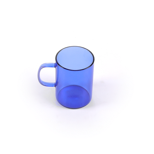 Forma Professional 7 oz Blue Glass Coffee Mug - Borosilicate, with Handle - 2 1/2" x 2 1/2" x 3 1/2" - 12 count box