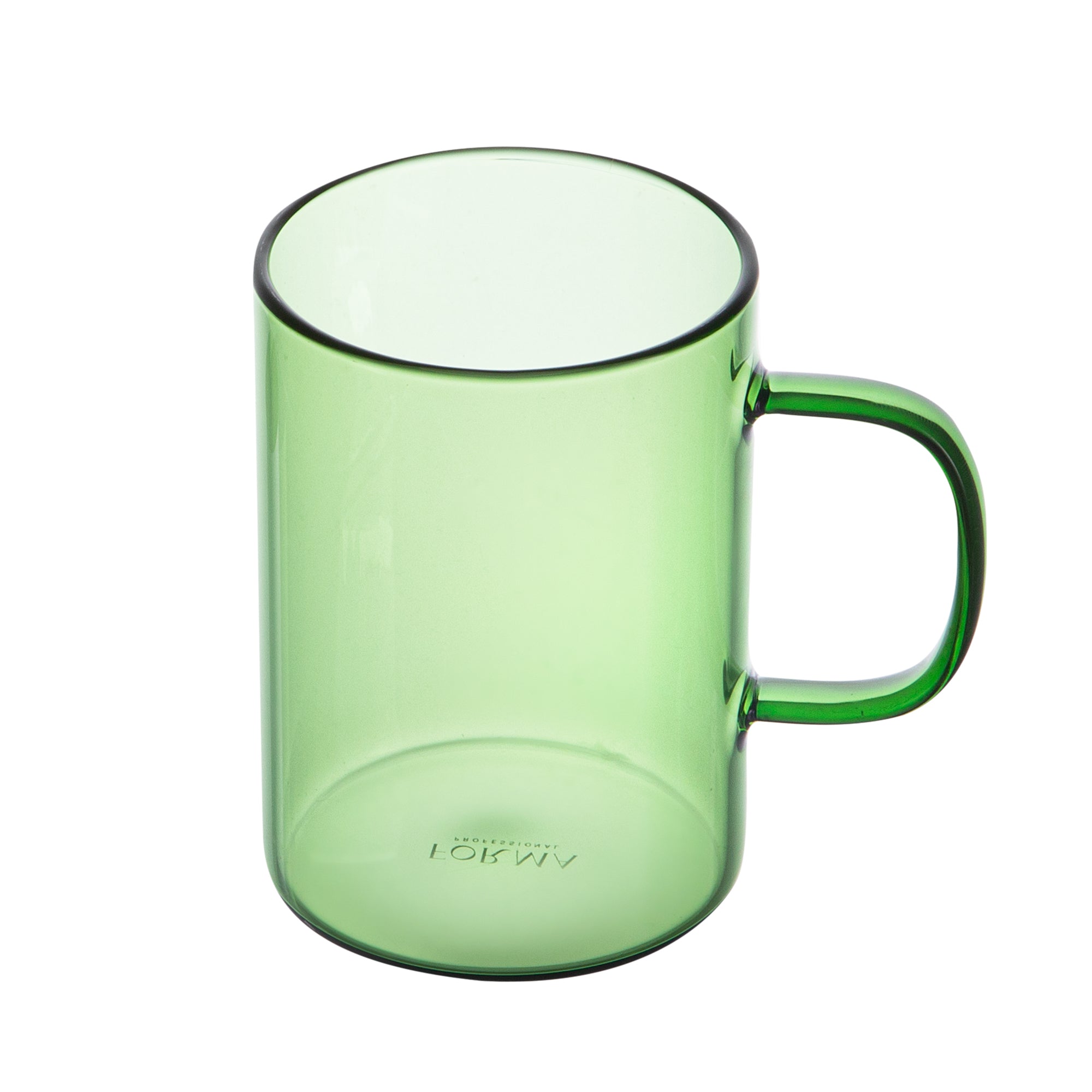 Forma Professional 7 oz Green Glass Coffee Mug - Borosilicate, with Handle - 2 1/2" x 2 1/2" x 3 1/2" - 2 count box
