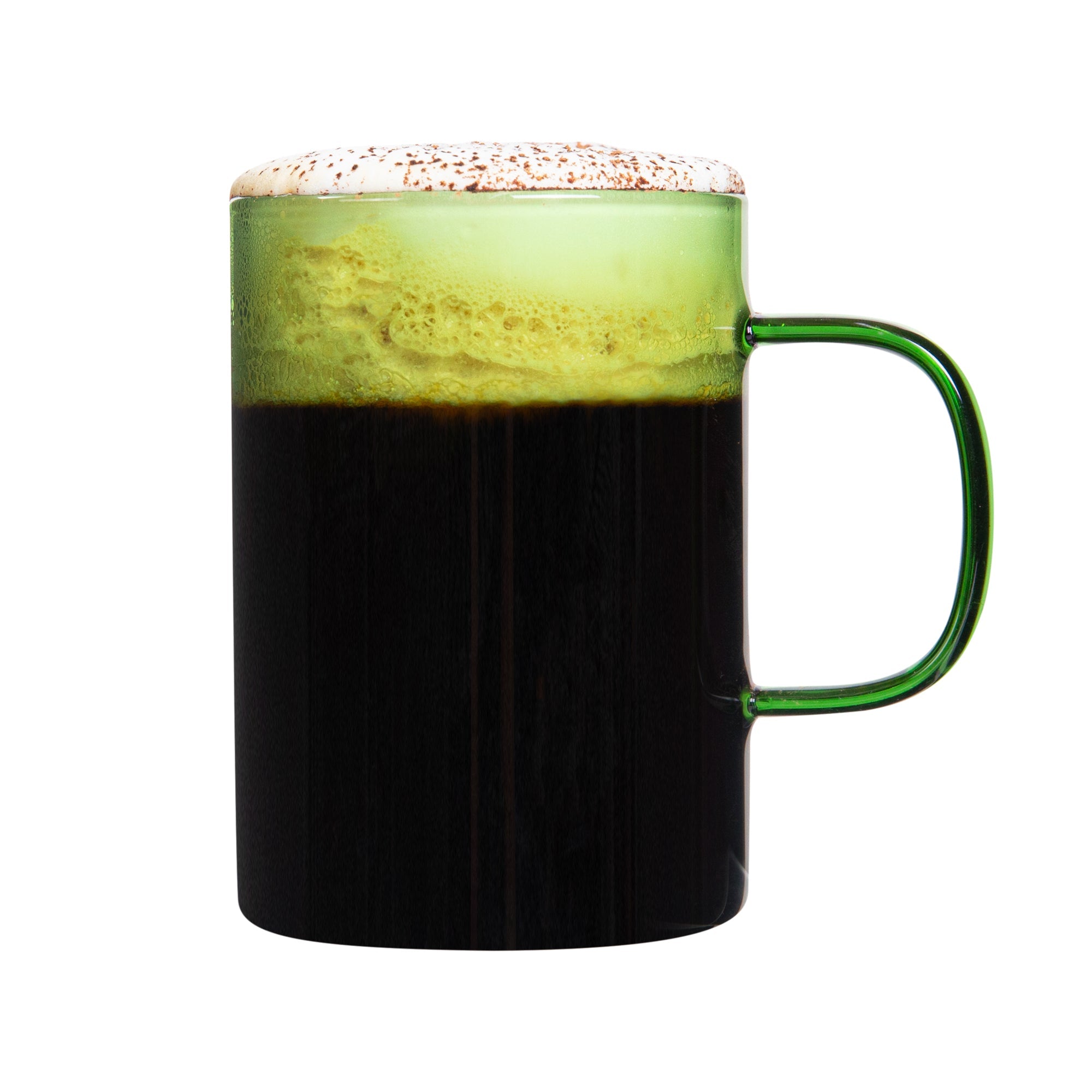 Forma Professional 7 oz Green Glass Coffee Mug - Borosilicate, with Handle - 2 1/2" x 2 1/2" x 3 1/2" - 2 count box