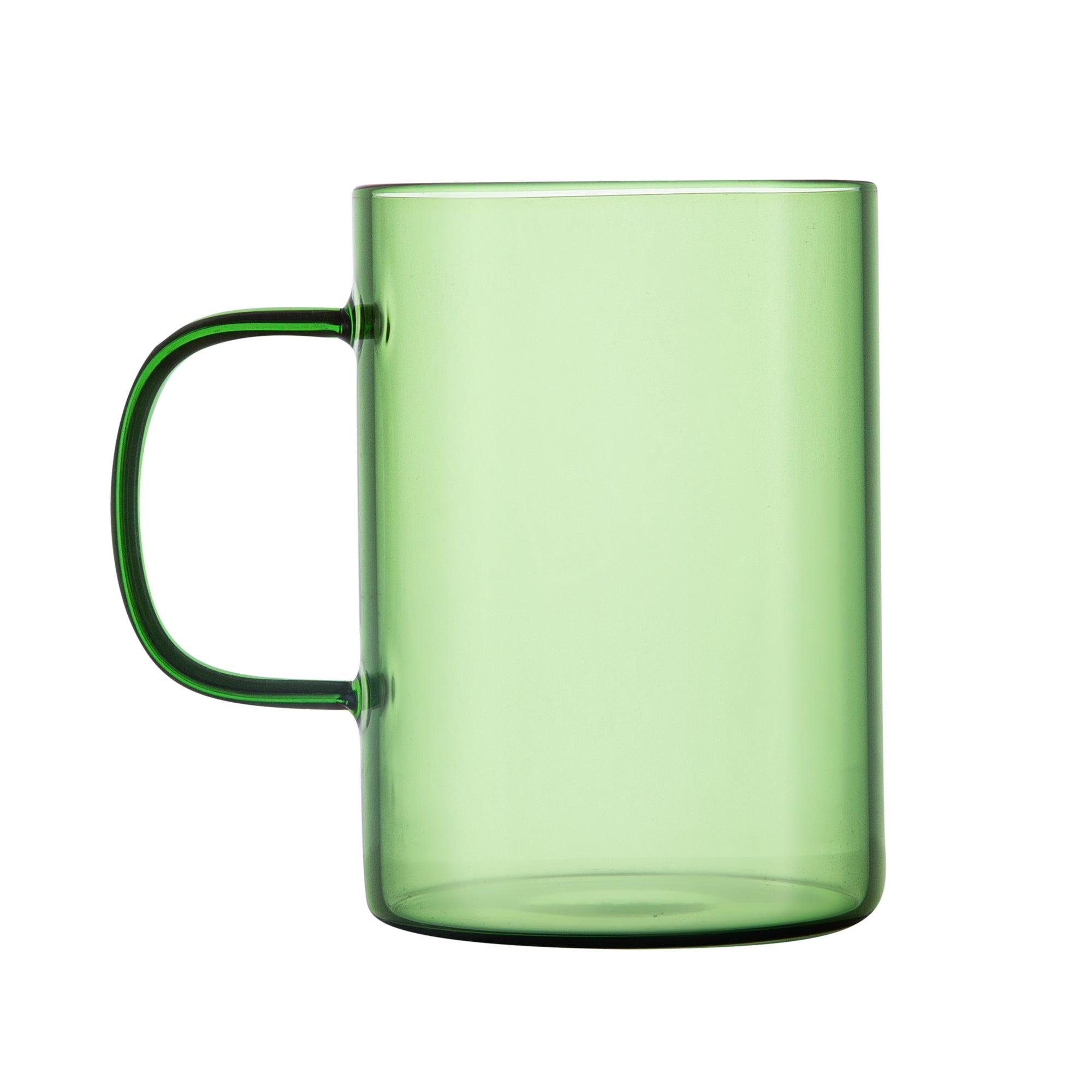 Forma Professional 7 oz Green Glass Coffee Mug - Borosilicate, with Handle - 2 1/2" x 2 1/2" x 3 1/2" - 2 count box