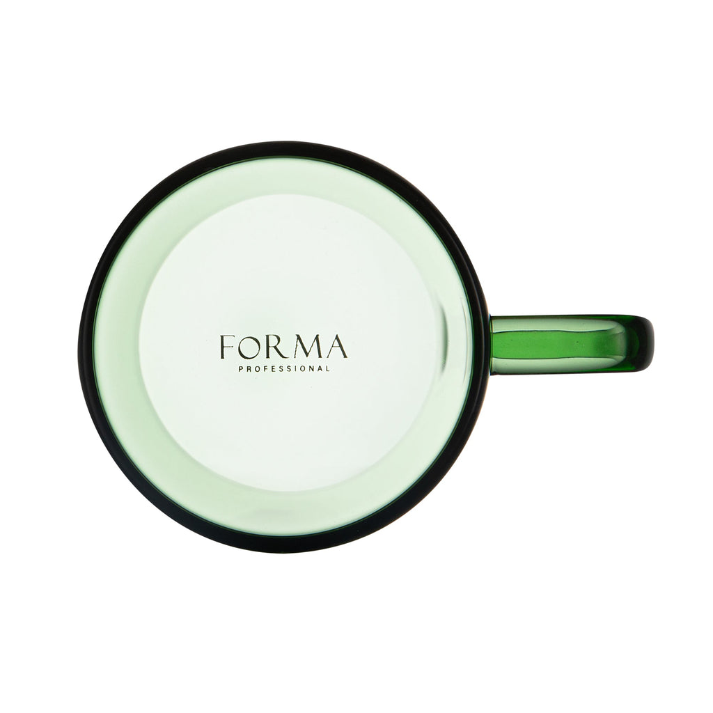 Forma Professional 7 oz Green Glass Coffee Mug - Borosilicate, with Handle - 2 1/2" x 2 1/2" x 3 1/2" - 2 count box