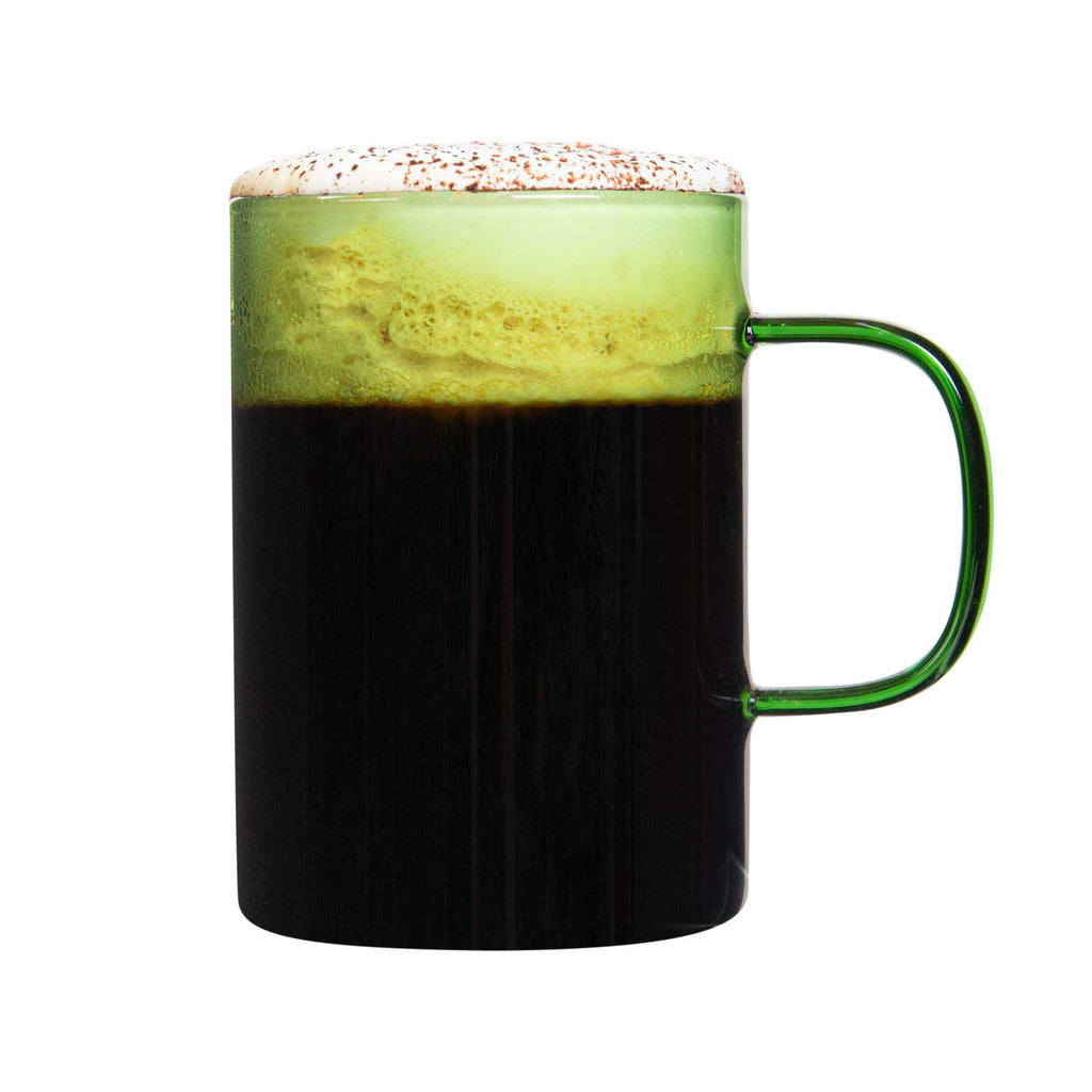 Forma Professional 7 oz Green Glass Coffee Mug - Borosilicate, with Handle - 2 1/2" x 2 1/2" x 3 1/2" - 12 count box