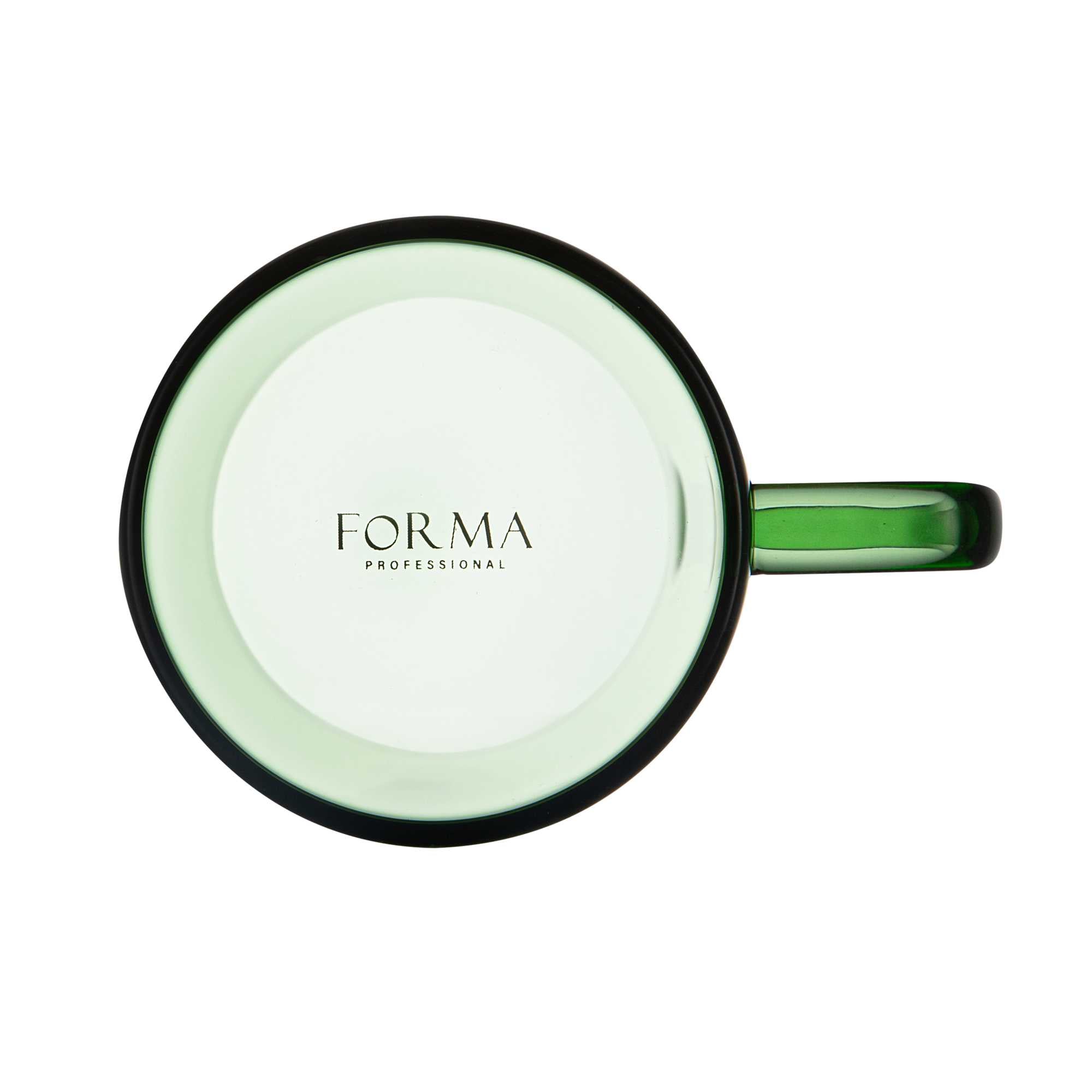 Forma Professional 7 oz Green Glass Coffee Mug - Borosilicate, with Handle - 2 1/2" x 2 1/2" x 3 1/2" - 12 count box