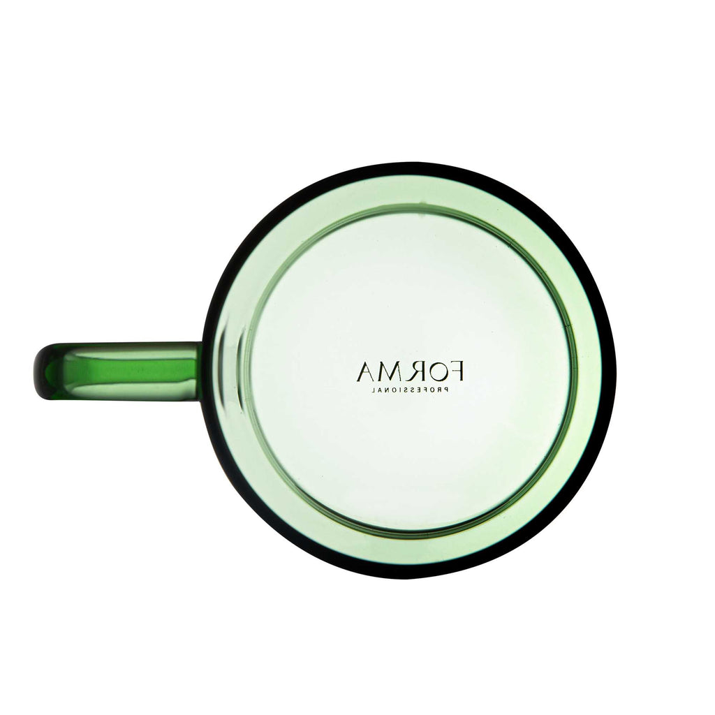 Forma Professional 7 oz Green Glass Coffee Mug - Borosilicate, with Handle - 2 1/2" x 2 1/2" x 3 1/2" - 12 count box