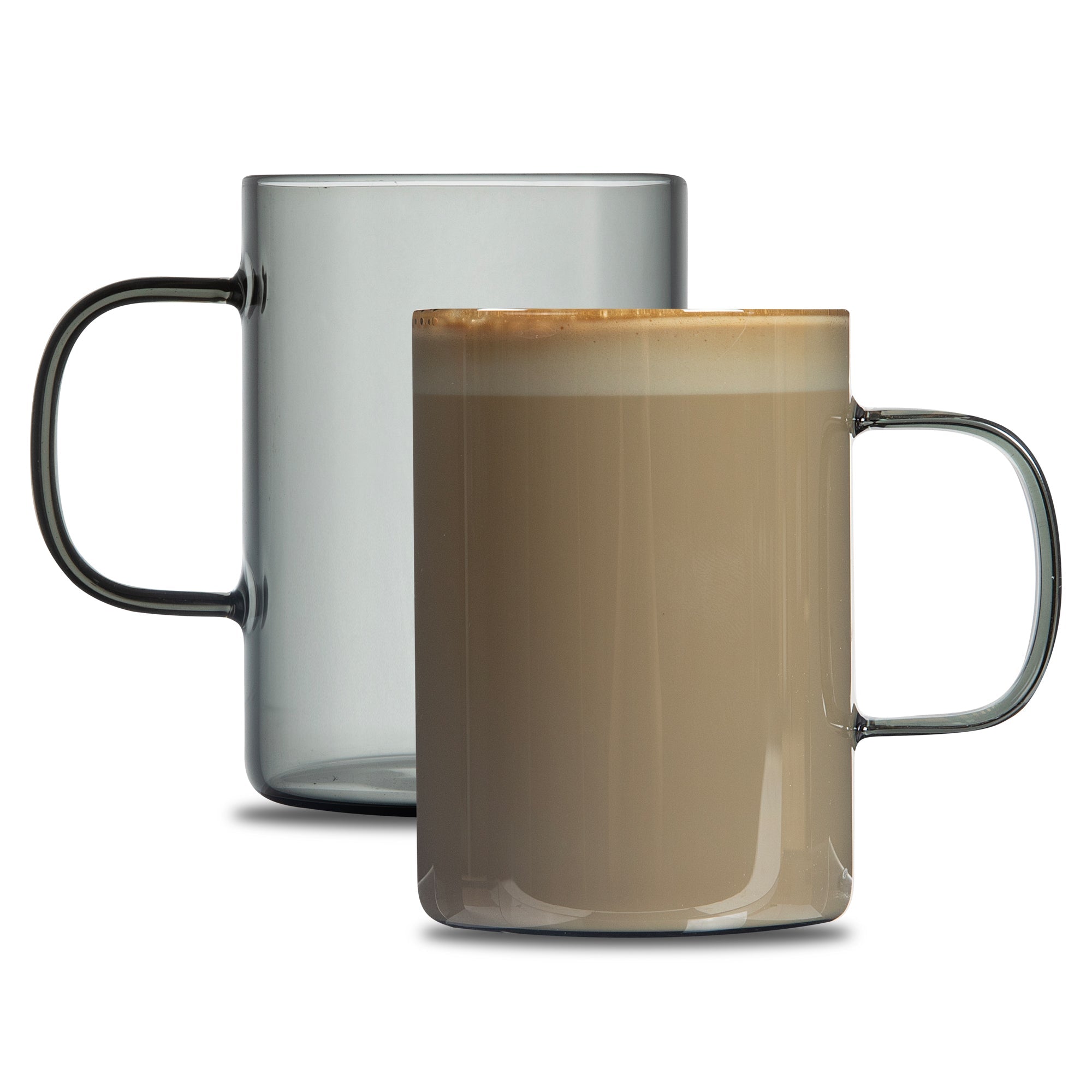 Forma Professional 7 oz Gray Glass Coffee Mug - Borosilicate, with Handle - 2 1/2" x 2 1/2" x 3 1/2" - 2 count box