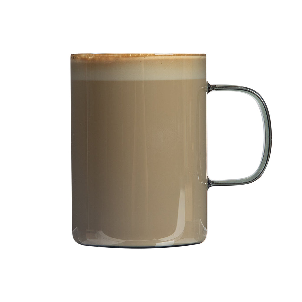 Forma Professional 7 oz Gray Glass Coffee Mug - Borosilicate, with Handle - 2 1/2" x 2 1/2" x 3 1/2" - 2 count box