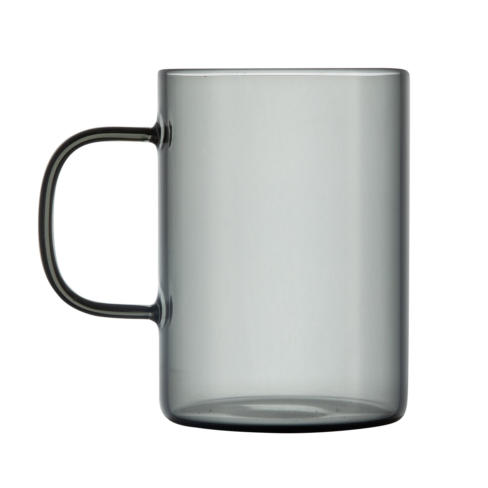 Forma Professional 7 oz Gray Glass Coffee Mug - Borosilicate, with Handle - 2 1/2" x 2 1/2" x 3 1/2" - 12 count box
