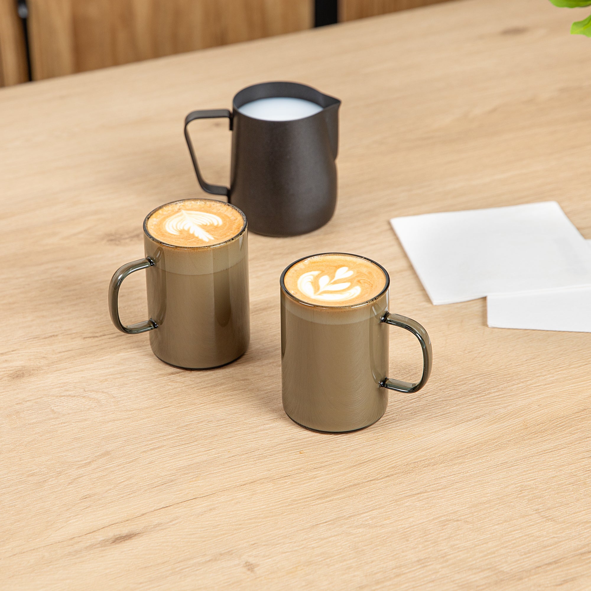 Forma Professional 7 oz Gray Glass Coffee Mug - Borosilicate, with Handle - 2 1/2" x 2 1/2" x 3 1/2" - 12 count box