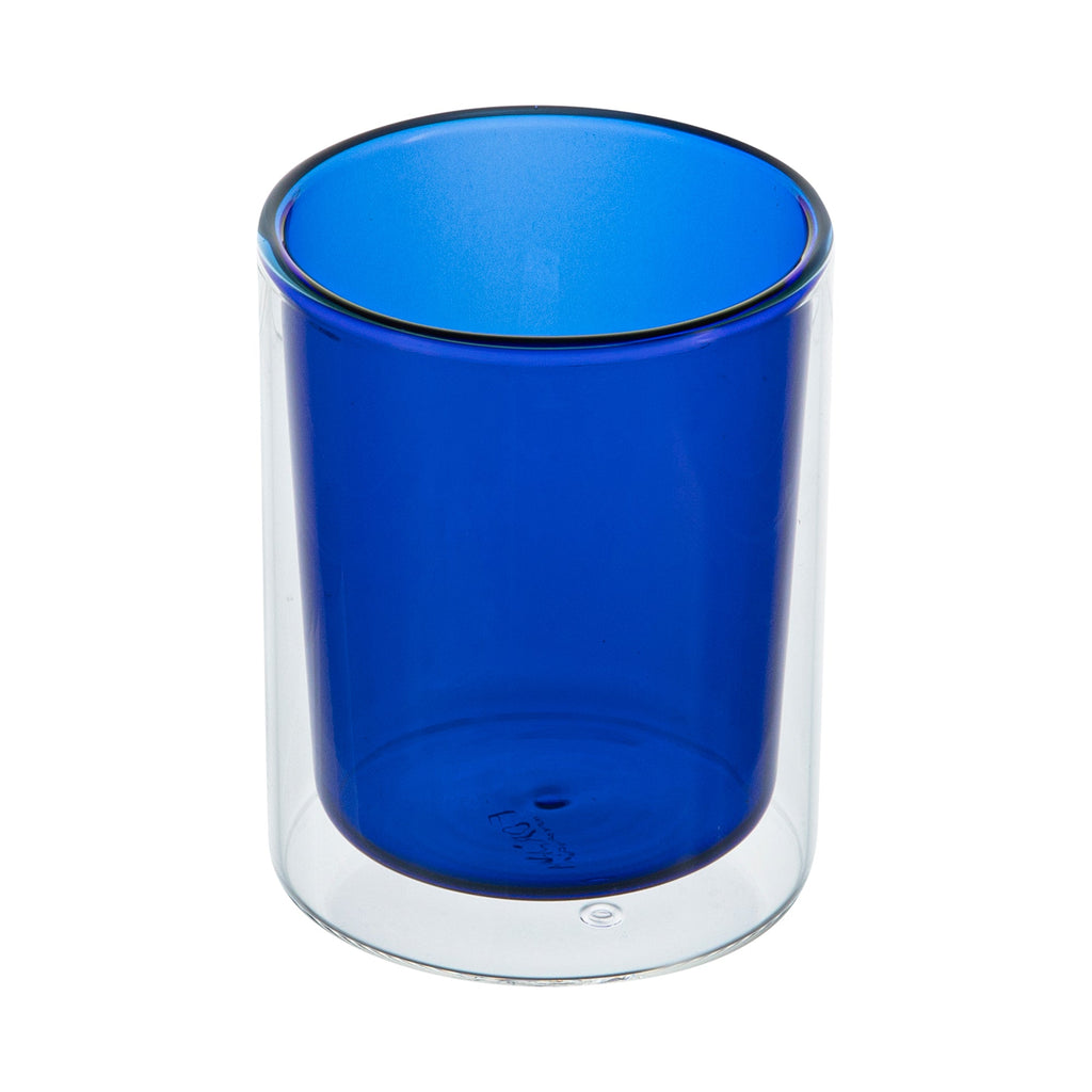 Forma Professional 9 oz Blue Glass Tumbler - Double Wall, Borosilicate - 3 1/4" x 3 1/4" x 4" - 12 count box