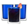 Forma Professional 9 oz Blue Glass Tumbler - Double Wall, Borosilicate - 3 1/4" x 3 1/4" x 4" - 2 count box