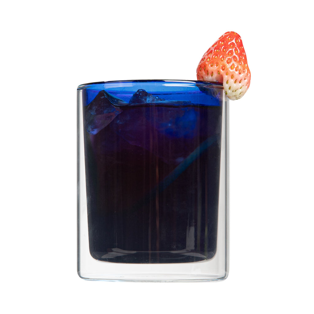 Forma Professional 9 oz Blue Glass Tumbler - Double Wall, Borosilicate - 3 1/4" x 3 1/4" x 4" - 2 count box