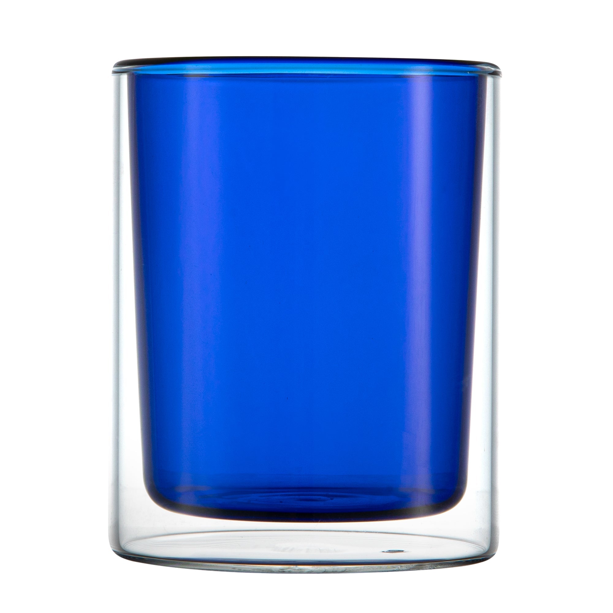 Forma Professional 9 oz Blue Glass Tumbler - Double Wall, Borosilicate - 3 1/4" x 3 1/4" x 4" - 2 count box