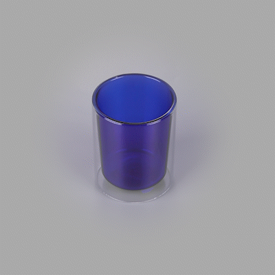Forma Professional 9 oz Blue Glass Tumbler - Double Wall, Borosilicate - 3 1/4" x 3 1/4" x 4" - 12 count box