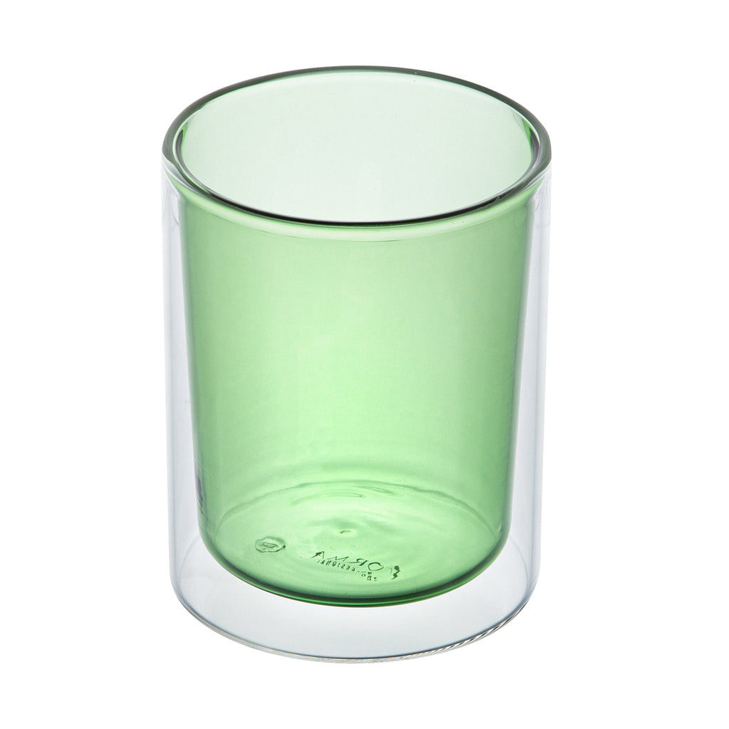Forma Professional 9 oz Green Glass Tumbler - Double Wall, Borosilicate - 3 1/4" x 3 1/4" x 4" - 12 count box