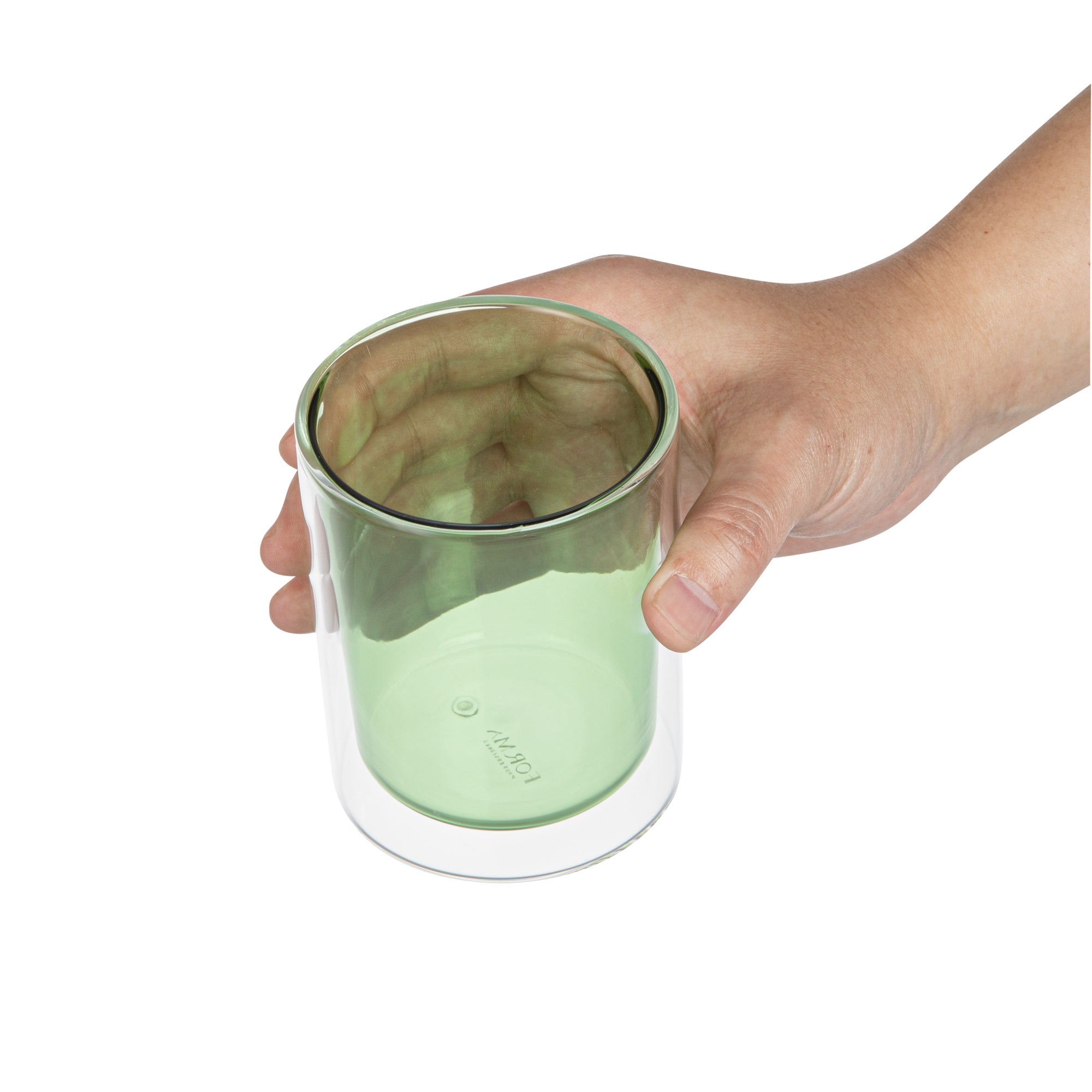 Forma Professional 9 oz Green Glass Tumbler - Double Wall, Borosilicate - 3 1/4" x 3 1/4" x 4" - 2 count box
