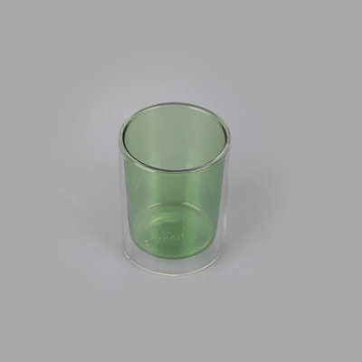 Forma Professional 9 oz Green Glass Tumbler - Double Wall, Borosilicate - 3 1/4" x 3 1/4" x 4" - 12 count box