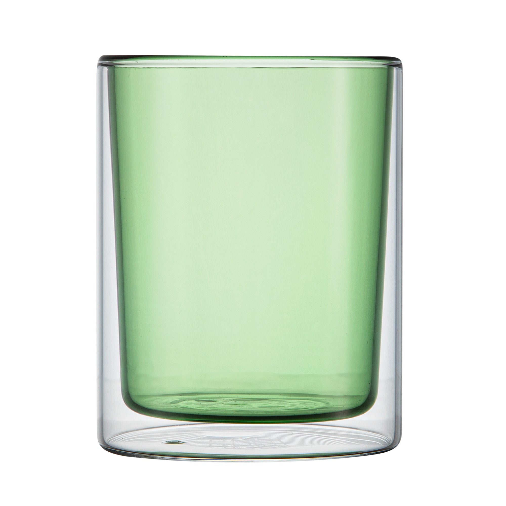Forma Professional 9 oz Green Glass Tumbler - Double Wall, Borosilicate - 3 1/4" x 3 1/4" x 4" - 12 count box