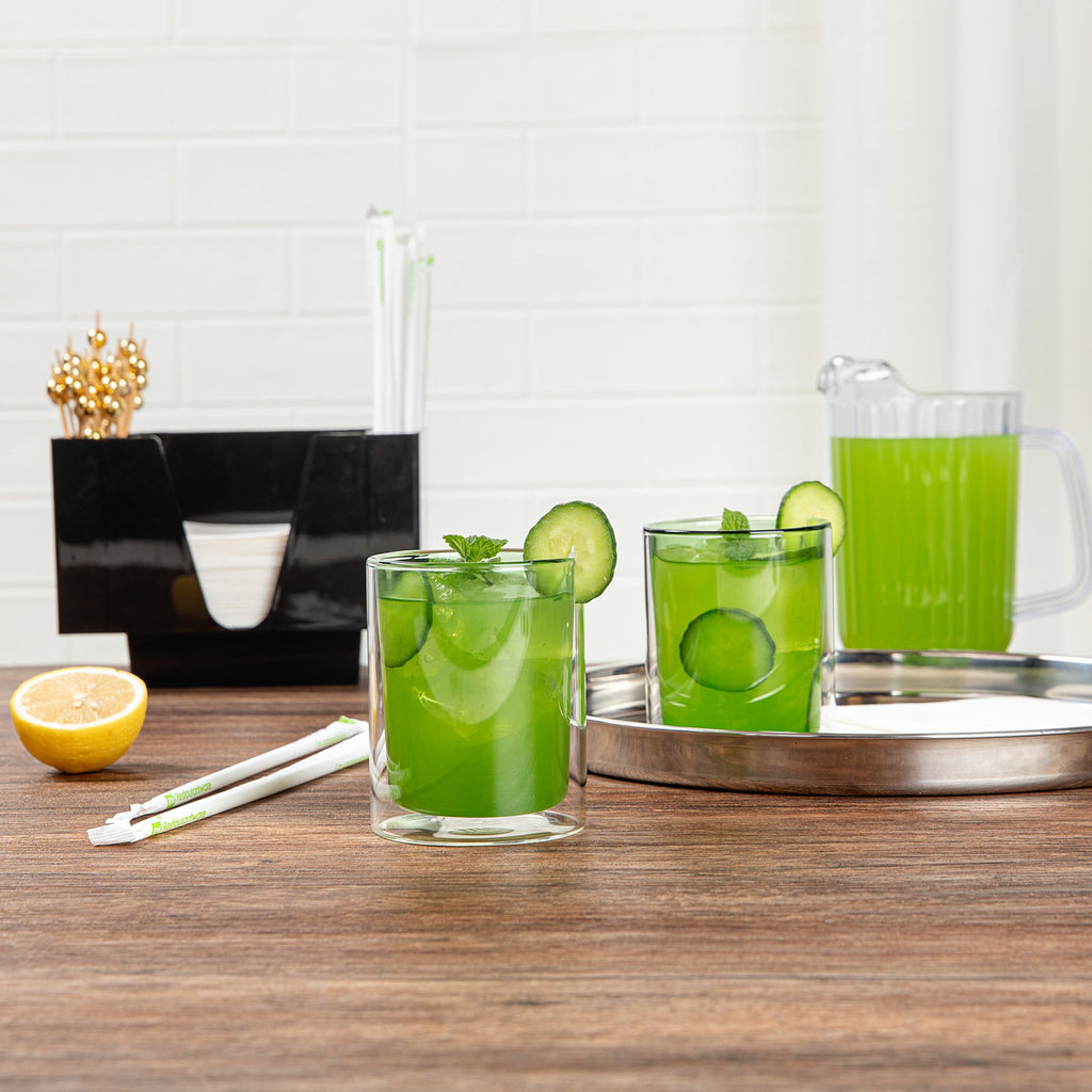 Forma Professional 9 oz Green Glass Tumbler - Double Wall, Borosilicate - 3 1/4" x 3 1/4" x 4" - 12 count box