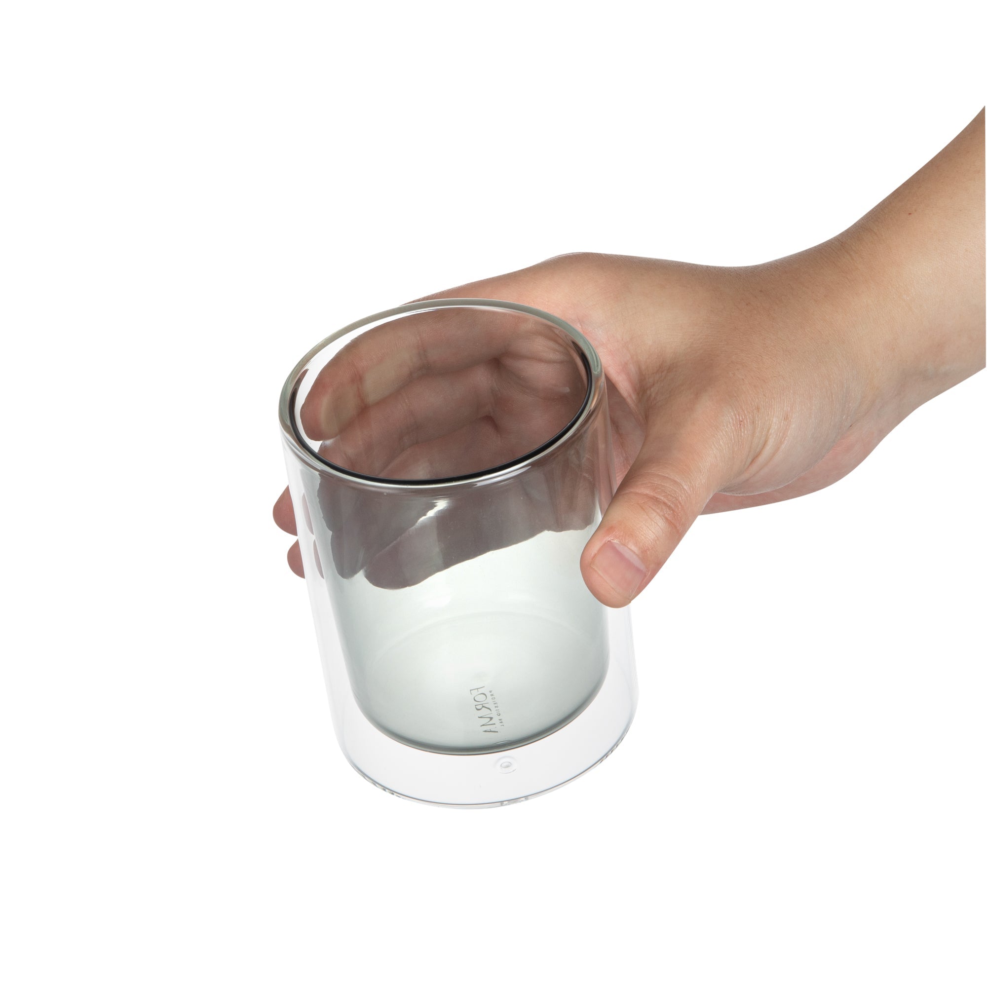 Forma Professional 9 oz Gray Glass Tumbler - Double Wall, Borosilicate - 3 1/4" x 3 1/4" x 4" - 2 count box