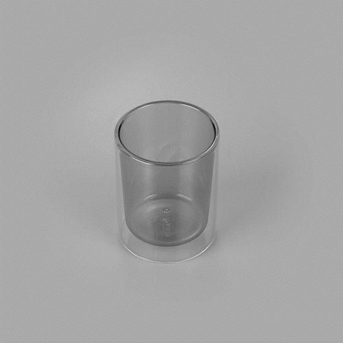 Forma Professional 9 oz Gray Glass Tumbler - Double Wall, Borosilicate - 3 1/4" x 3 1/4" x 4" - 2 count box