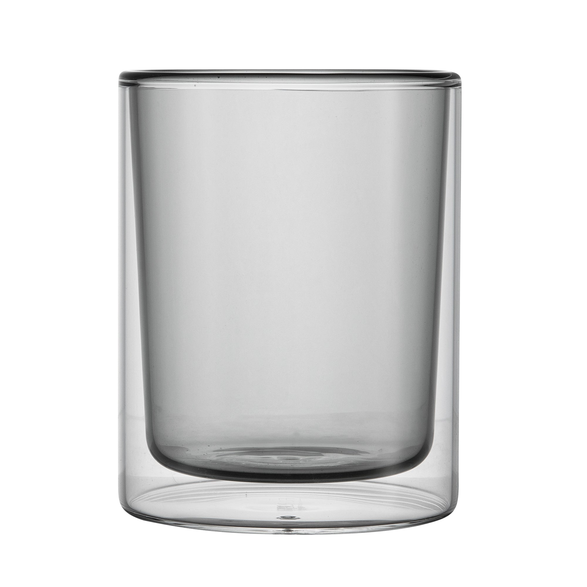 Forma Professional 9 oz Gray Glass Tumbler - Double Wall, Borosilicate - 3 1/4" x 3 1/4" x 4" - 2 count box