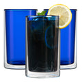 Forma Professional 14 oz Blue Glass Tumbler - Double Wall, Borosilicate - 3 1/4" x 3 1/4" x 5 1/4" - 2 count box