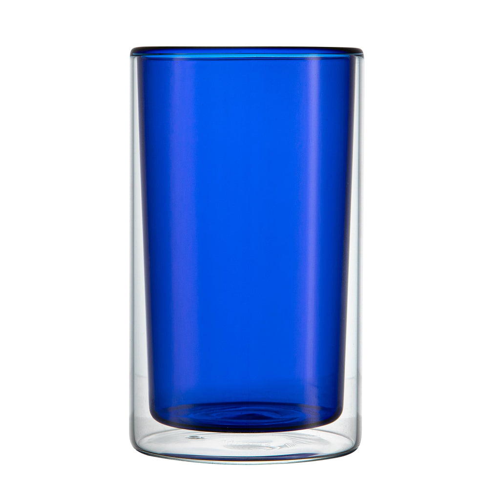 Forma Professional 14 oz Blue Glass Tumbler - Double Wall, Borosilicate - 3 1/4" x 3 1/4" x 5 1/4" - 2 count box